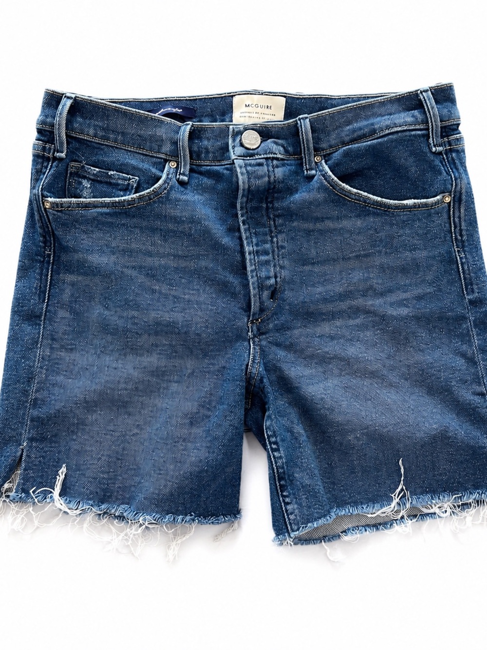 McGuire Denim Annabelle High Waist Slit Cut Off Shorts Size 31 Raw Hem